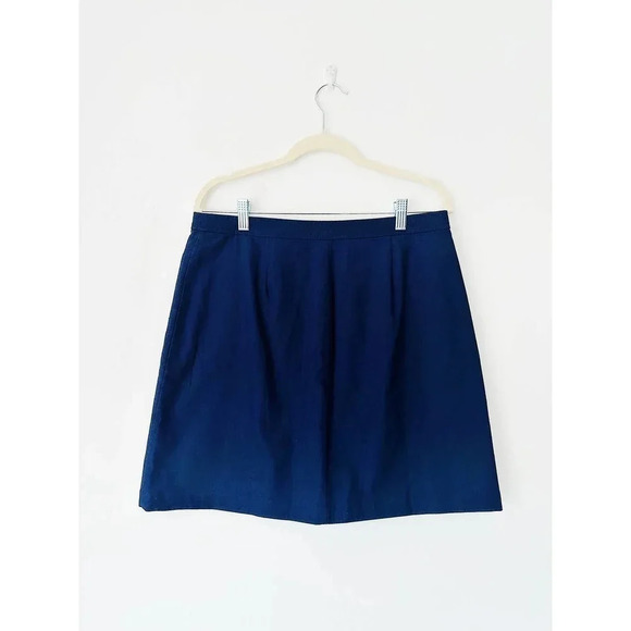 J. Crew Factory Navy Blue Linen Blend Button Front Skirt Size 10 - Picture 2 of 6